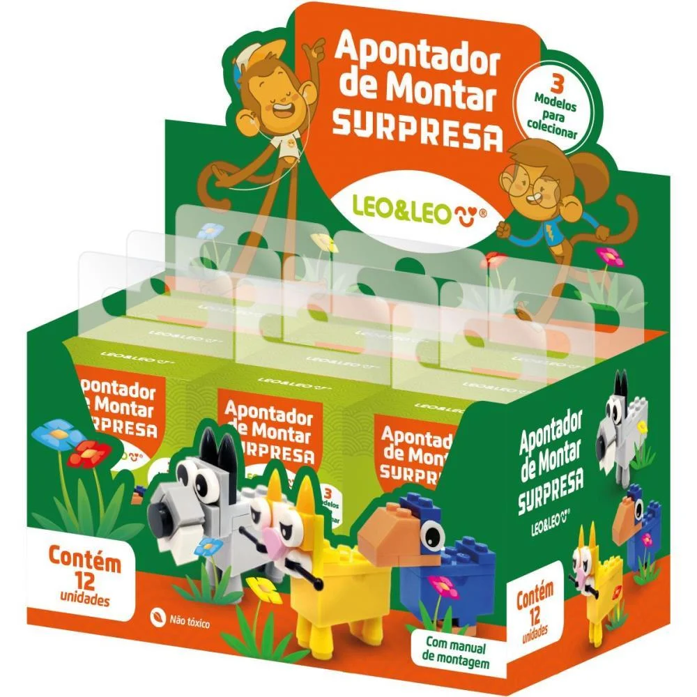 Apontador Com Deposito Montar Animais Surpresa 3Mod Leonora (Dp.c/12) - imagem 6