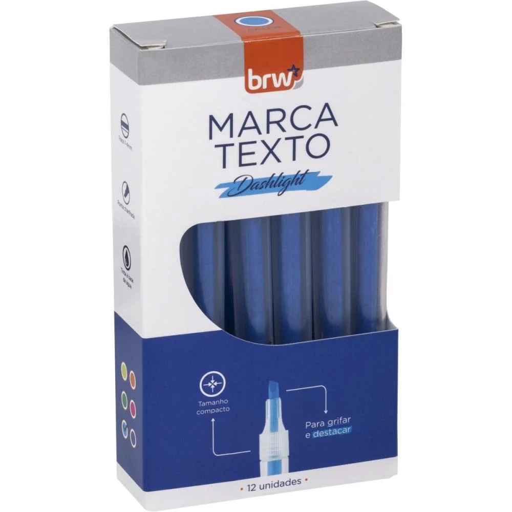 Caneta Marca Texto Dashlight Azul Brw (Cx.c/12) - imagem 6