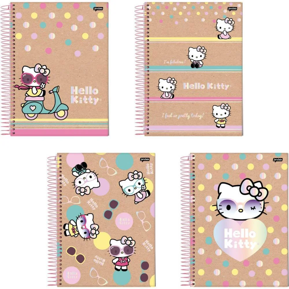 Caderno 10X1 Capa Dura Hello Kitty Kraft 160Fls. I.a Jandaia (Pct.c/04) - imagem 3