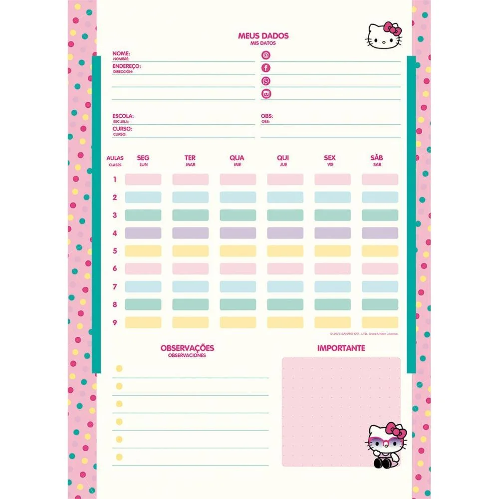 Caderno 01X1 Capa Dura Hello Kitty Kraft 80Fls I.a Jandaia (Pct.c/04) - imagem 11