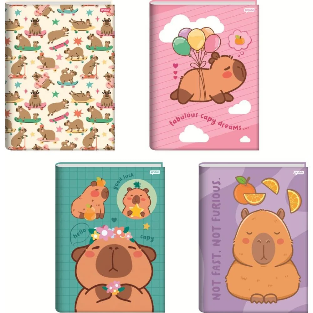Caderno Brochura 1/4 Capa Dura Capyvibes 80Fls. Jandaia (Pct.c/05) - imagem 2