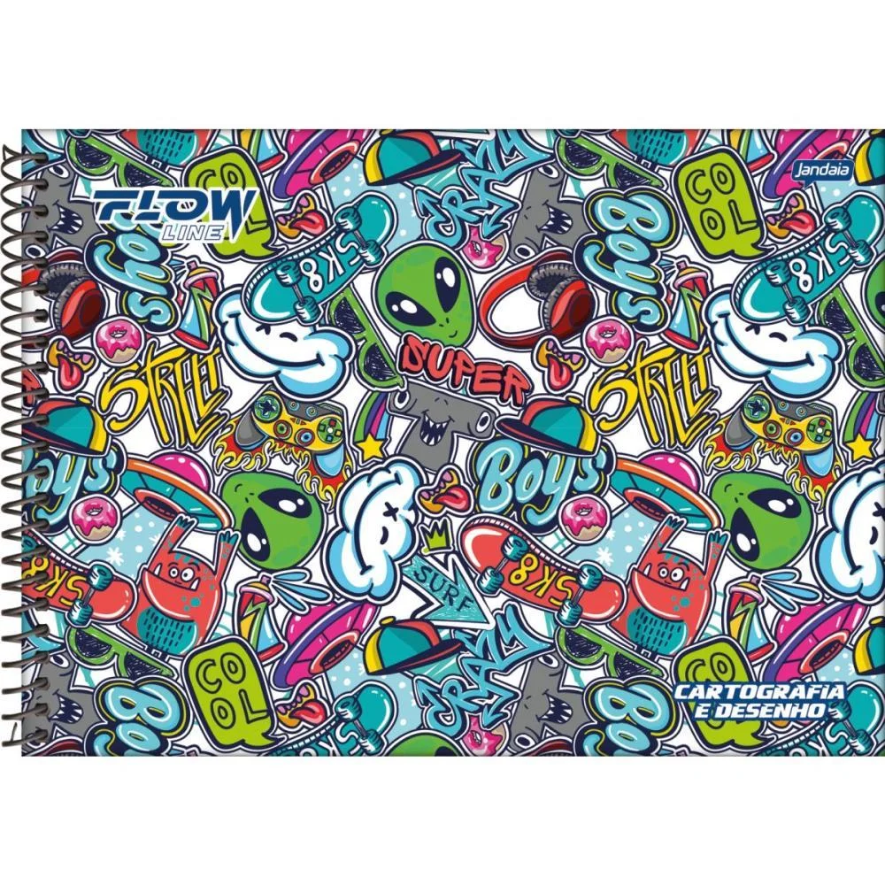 Caderno Desenho Univ Capa Dura Flow 80Fls. Jandaia (Pct.c/04) - imagem 4