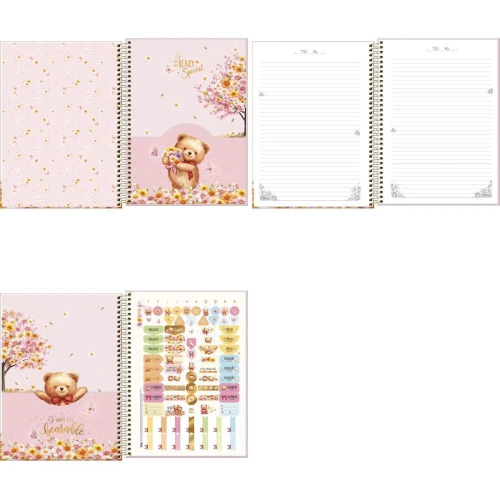 Caderno 10X1 Capa Dura Love Bears 160Fls Tilibra (Pct.c/04) - imagem 3
