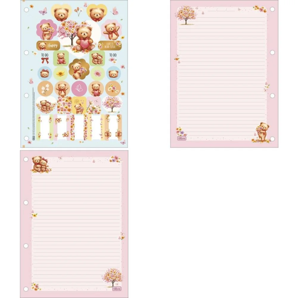 Bloco Para Fichario Universit. Love Bears 80Fls 63G 200X275Mm Tilibra (Pct.c/04) - imagem 3