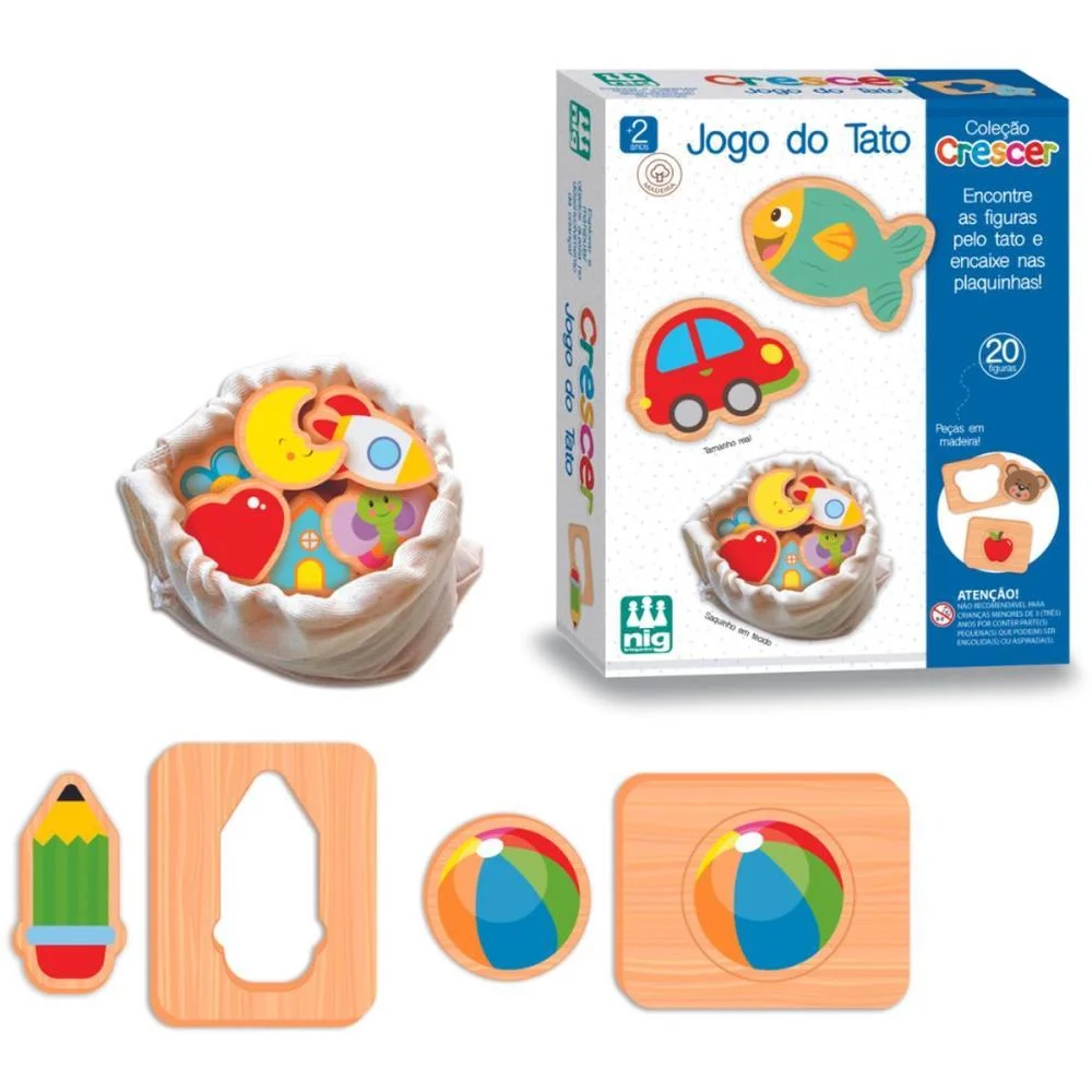 Brinquedo Educativo Jogo Do Tato Em Madeira 20Pcs Nig Brinquedos (Unidade) - imagem 2