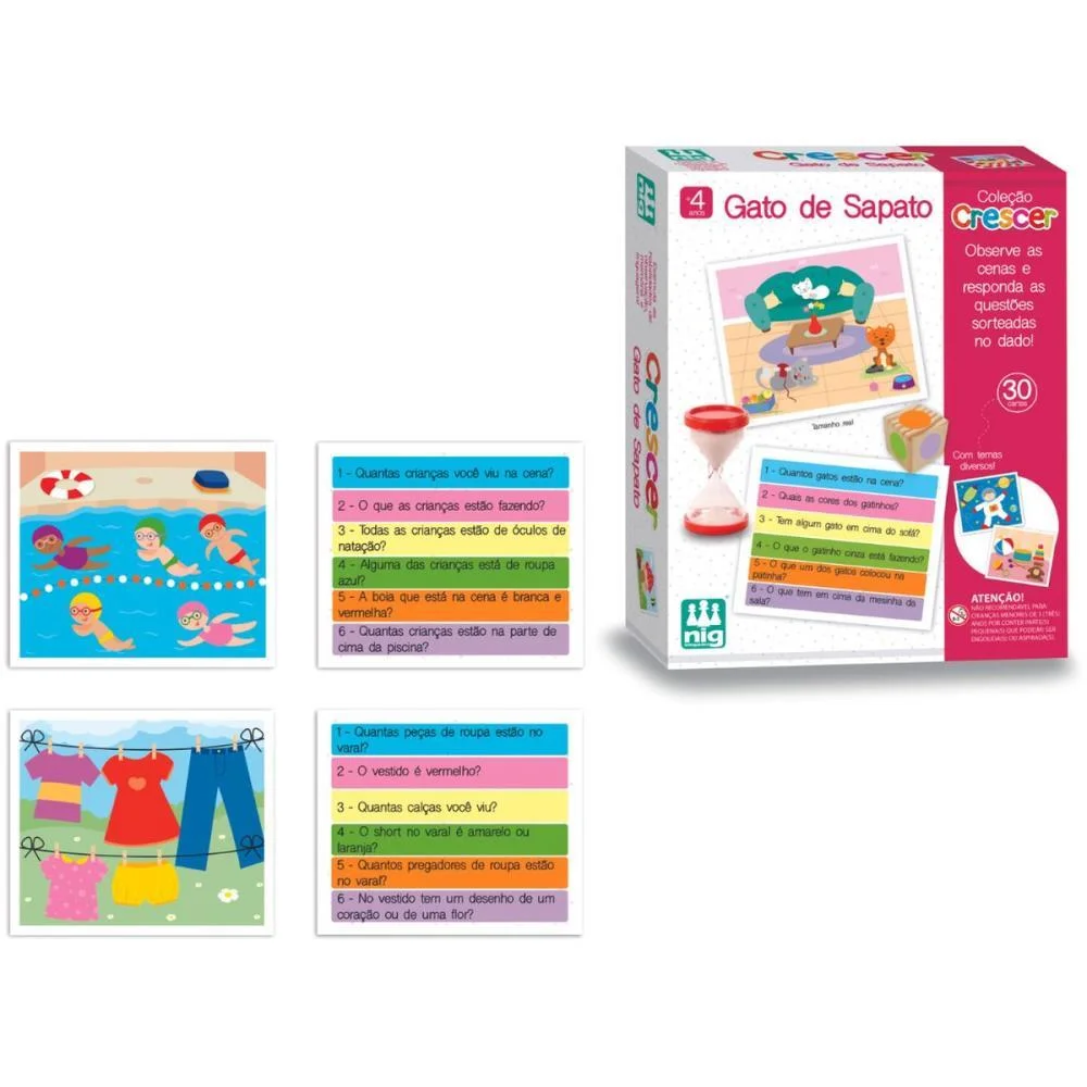 Brinquedo Educativo Gato De Sapato 30Cartas Nig Brinquedos (Unidade) - imagem 3