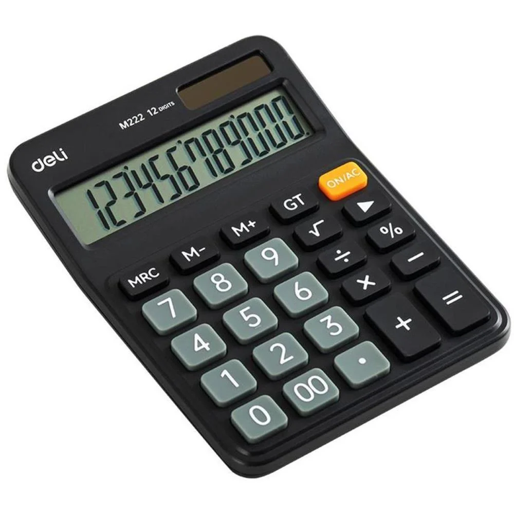 Calculadora De Mesa 12Dig. Preto Solar/Bateria Deli (Unidade) - imagem 3