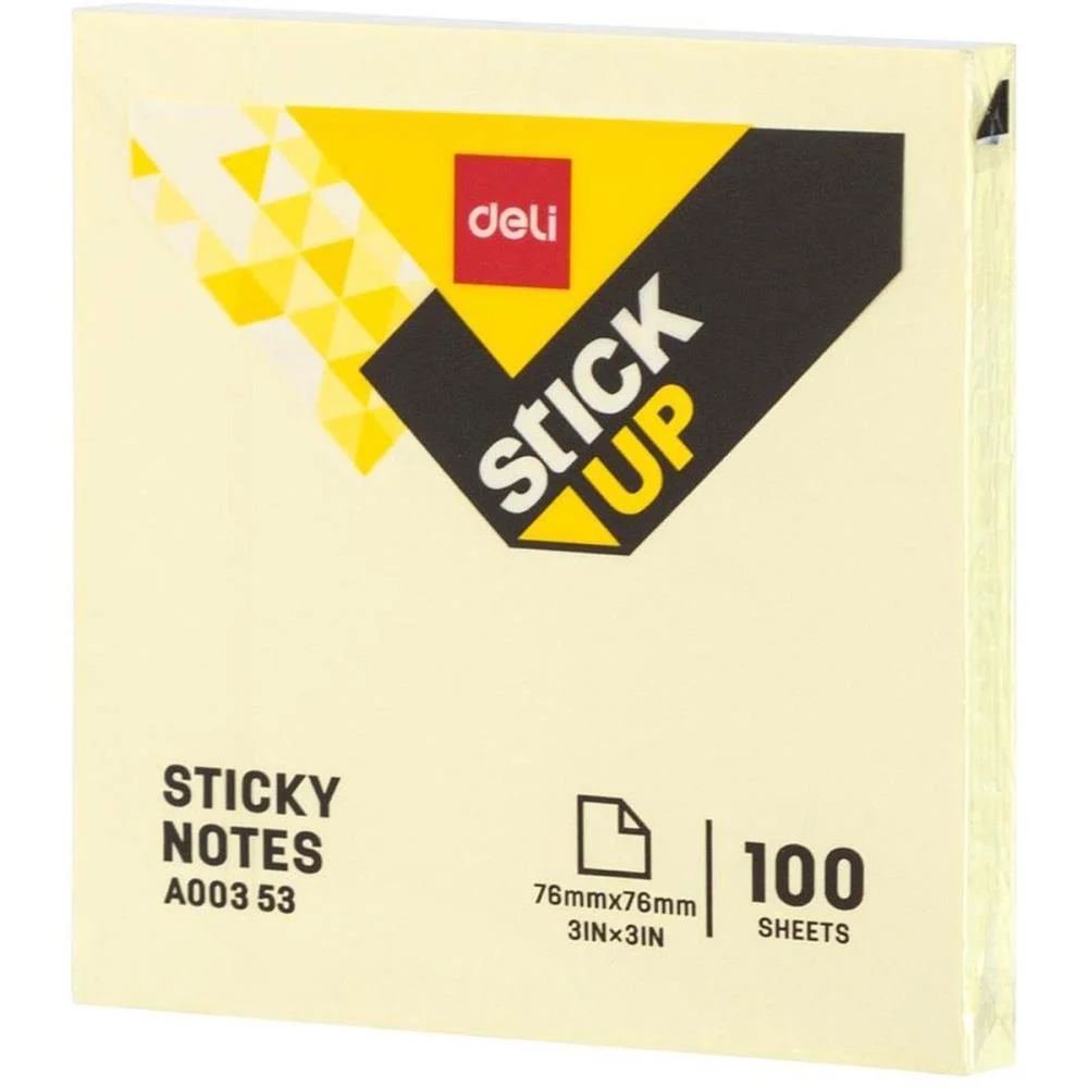 Bloco De Recado Autoadesivo 76X76Mm Amarelo 100Fls Deli (Unidade) - imagem 3