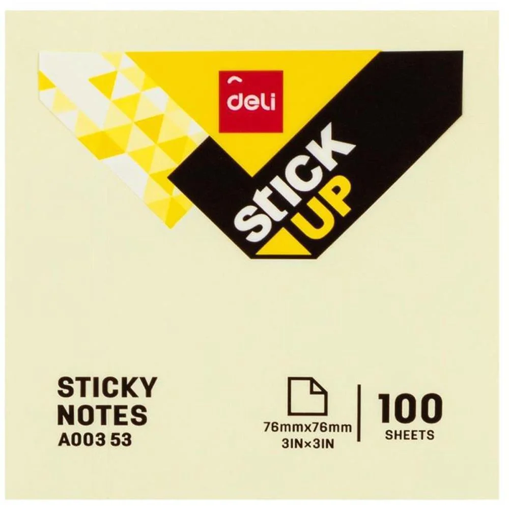 Bloco De Recado Autoadesivo 76X76Mm Amarelo 100Fls Deli (Unidade) - imagem 4