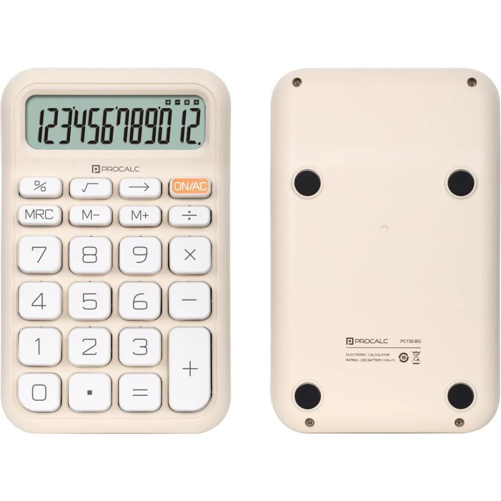 Calculadora De Mesa 12 Dig. Bege Solar/Bater.pc130 Procalc (Unidade) - imagem 3
