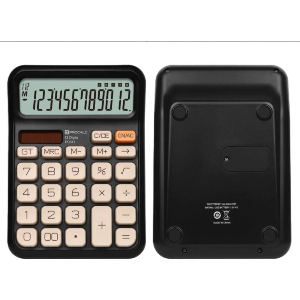 Calculadora De Mesa 12 Dig. Pt Solar/Bateria Pc317 Procalc (Unidade) - imagem 2