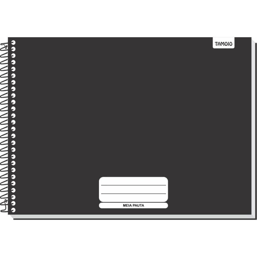 Caderno Desenho Univ Capa Dura Meia Pauta Preto Liso 96F Tamoio (Pct.c/04) - imagem 3