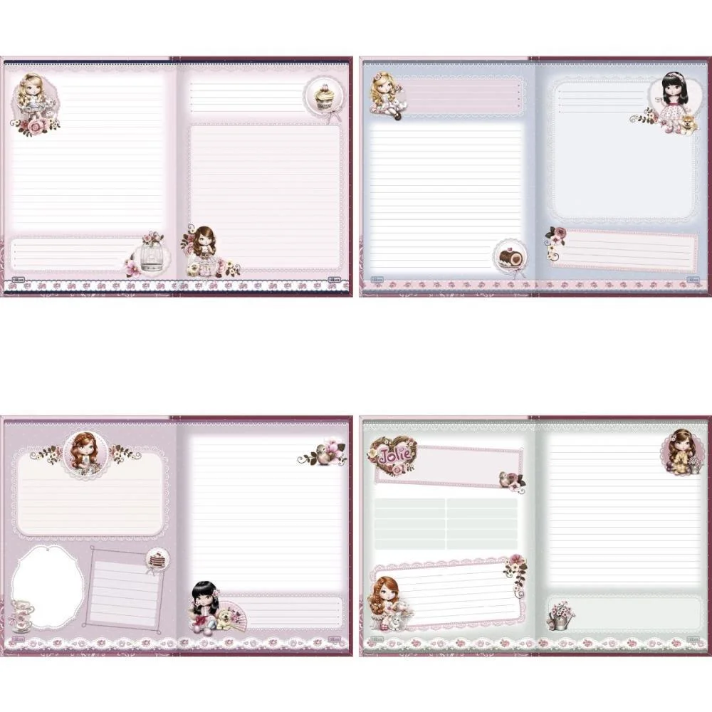 Caderno 01X1 Cp.dura Colegial Jolie 80Fls Decorado Cost 176X Tilibra (Pct.c/04) - imagem 3
