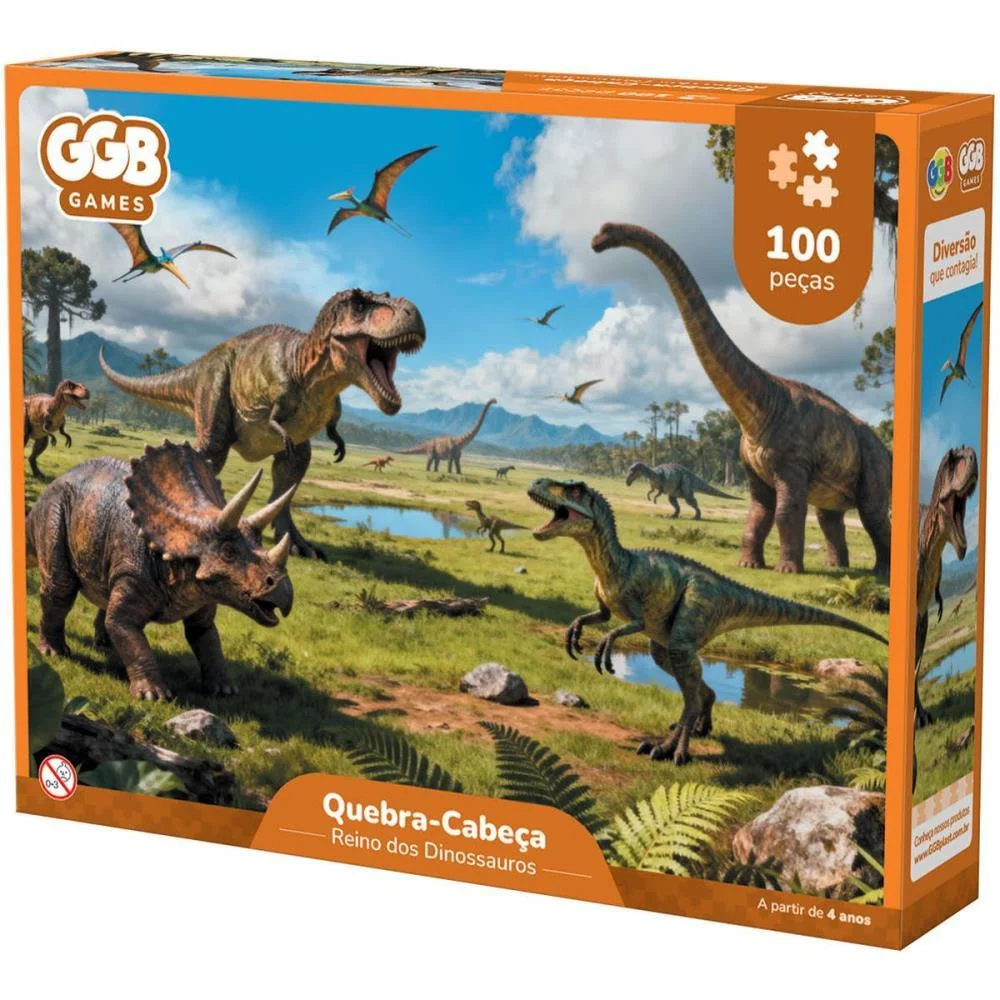 Quebra-Cabeca Cartonado Dinossauros 100Pcs Ggb Plast (Unidade) - imagem 3