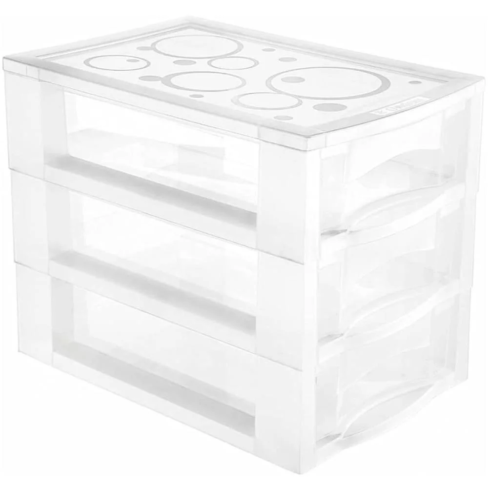 Gaveteiro Cristal Plastico Medio 3Gvts Ordene - imagem 2