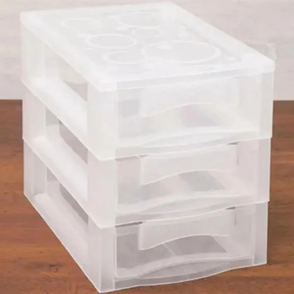 Gaveteiro Cristal Plastico Medio 3Gvts Ordene - imagem 3