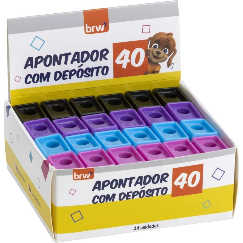 Apontador Com Deposito 40Mm Plastico Cores (S) Brw (Dp.c/24) - imagem 6