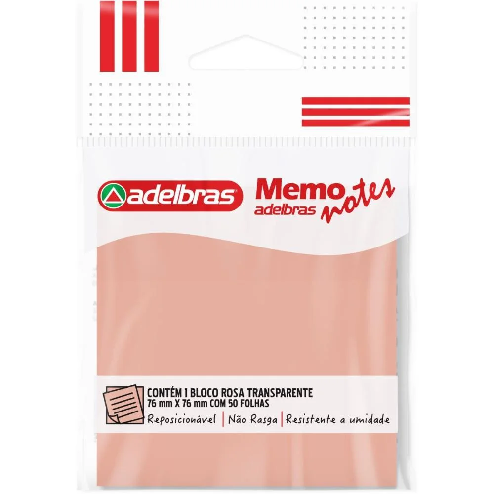 Bloco De Recado Autoadesivo Memonote Transparente 76X76 Ro Adelbras (Unidade) - imagem 3