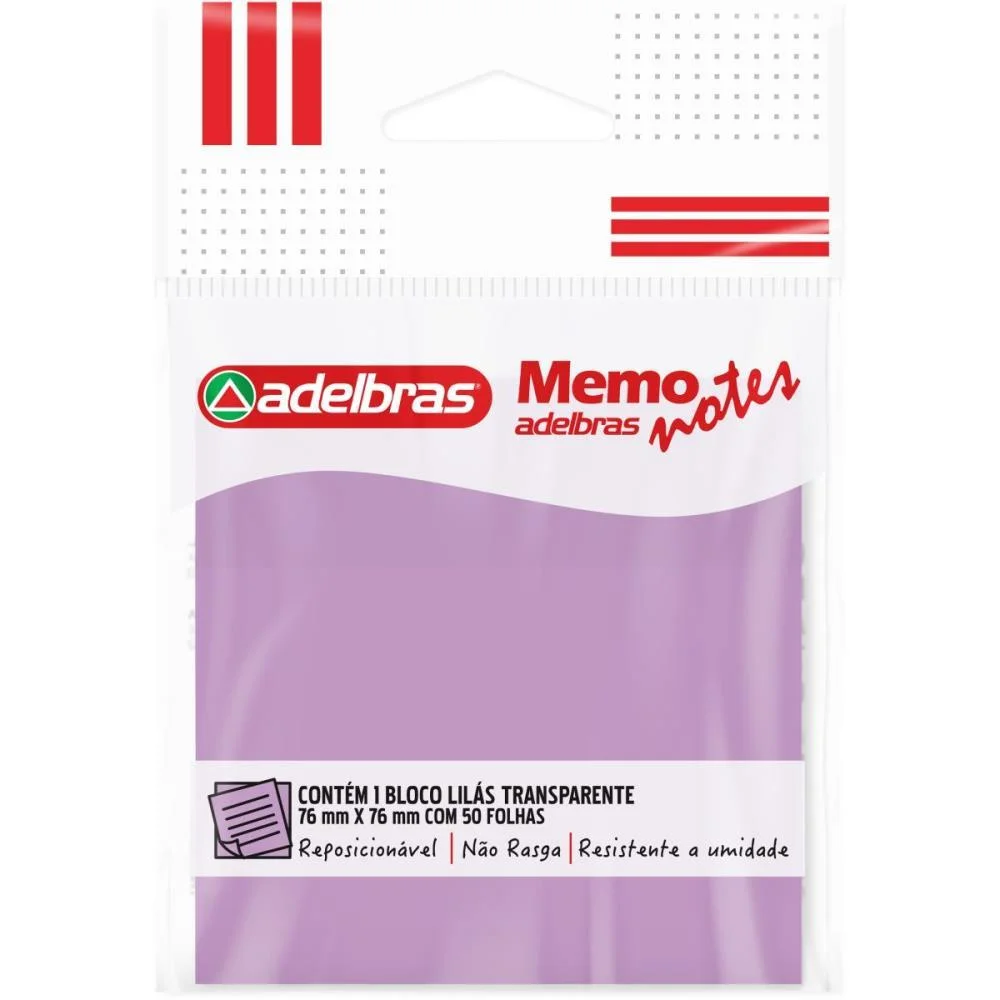 Bloco De Recado Autoadesivo Memonote Transparente 76X76 Li Adelbras (Unidade) - imagem 2