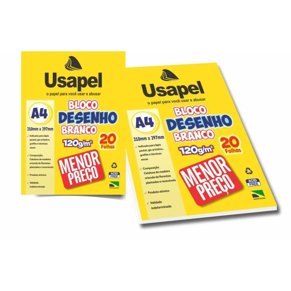 Bloco Tecnico Sem Margem Usapel Desenho A4 120G 20Fls Filiperson (Pct.c/05) - imagem 3