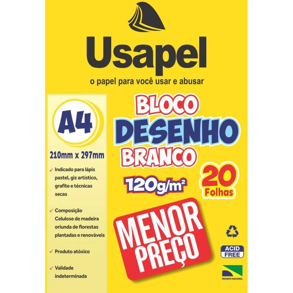 Bloco Tecnico Sem Margem Usapel Desenho A4 120G 20Fls Filiperson (Pct.c/05) - imagem 5