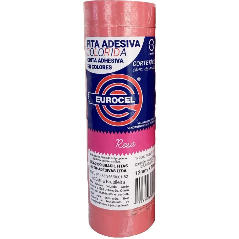 Fita Adesiva Pp 2000 12Mmx10M Rosa Eurocel (Pct.c/10) - imagem 4