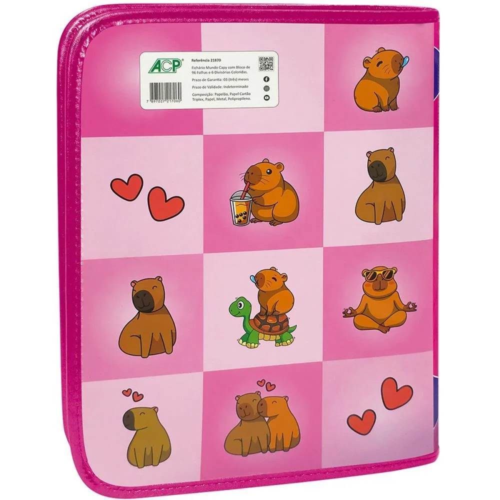Fichario Com Ziper Mundo Capy C/Div+Bloco 96Fls Acp (Unidade) - imagem 4