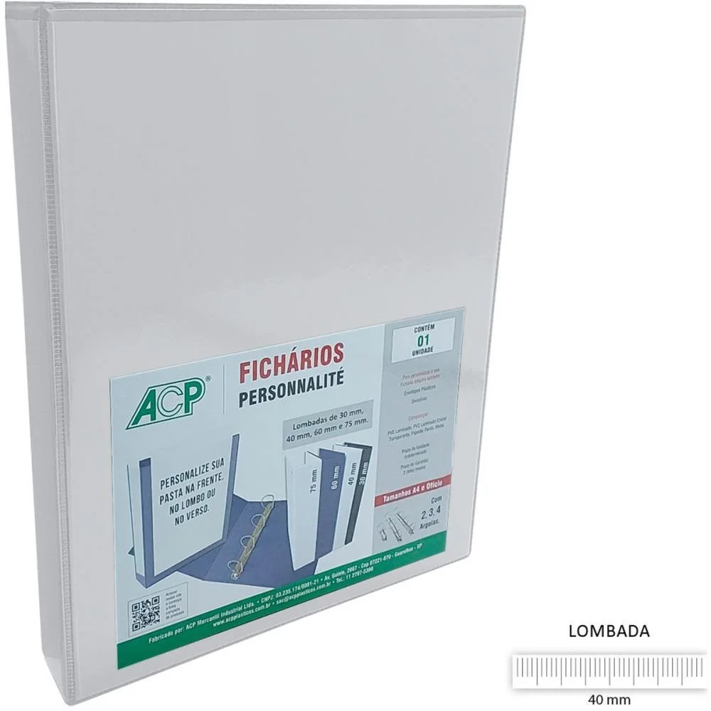 Fichario De Pvc Personalite Of.40Mm 4Arg.br Acp (Unidade) - imagem 2