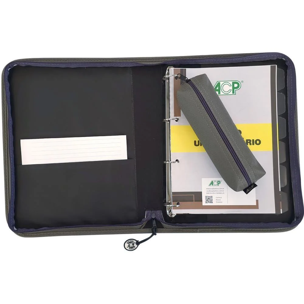 Fichario Com Ziper Sweet Cinza C/Estojo+Div 96Fls Acp (Unidade) - imagem 4
