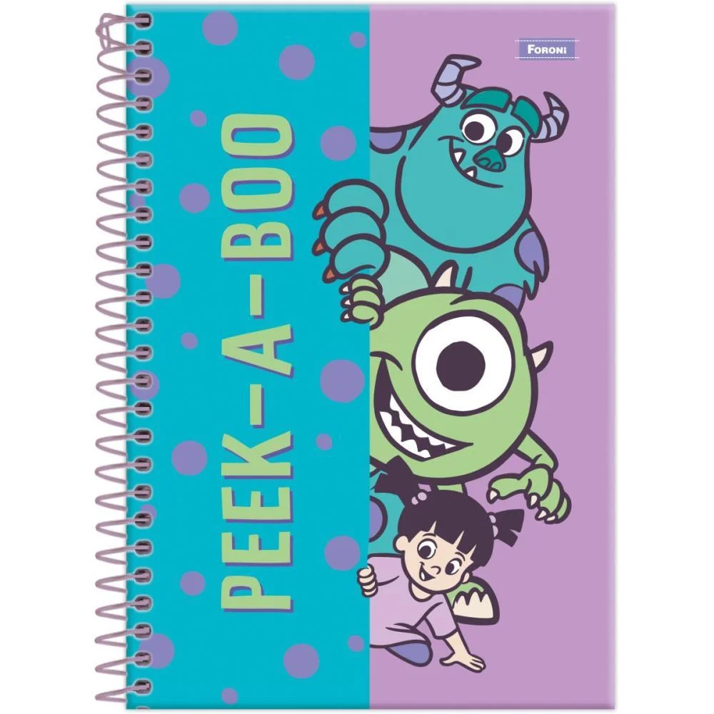 Caderno Espiral 1/4 Capa Dura Monstros S. A. 80F Foroni (Pct.c/05) - imagem 2