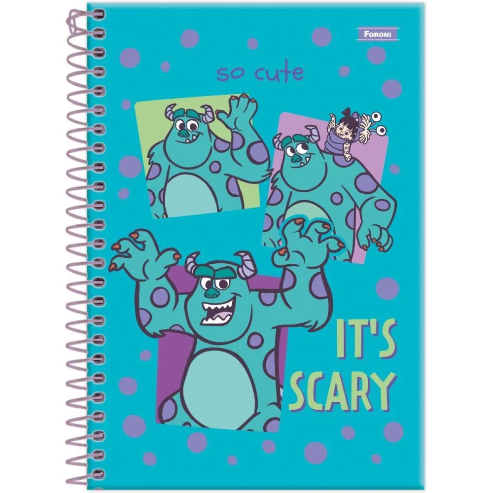 Caderno Espiral 1/4 Capa Dura Monstros S. A. 80F Foroni (Pct.c/05) - imagem 3
