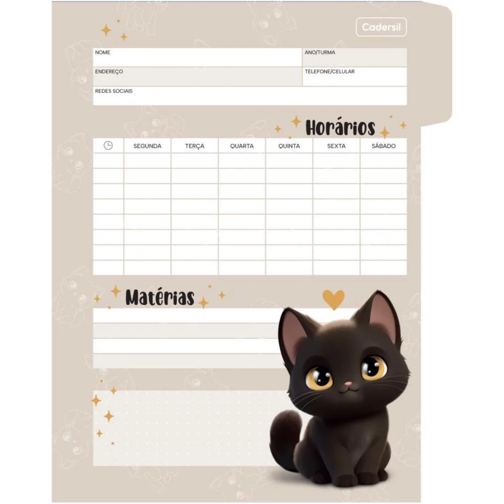 Caderno Argolado Cute Cat C/Elast 4Cap.incl.80F Cadersil (Unidade) - imagem 19