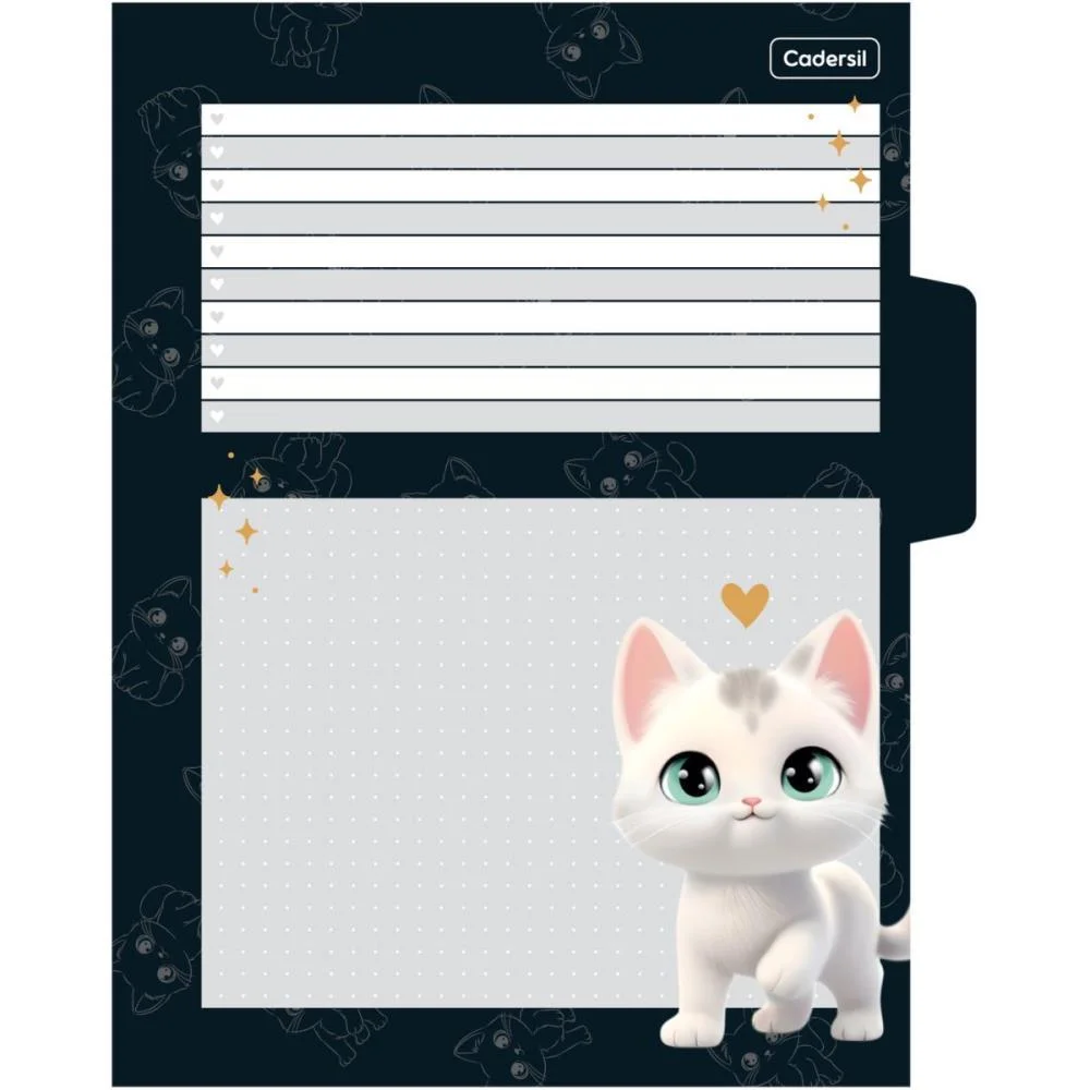 Caderno Argolado Cute Cat C/Elast 4Cap.incl.80F Cadersil (Unidade) - imagem 20