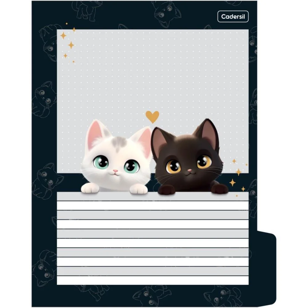 Caderno Argolado Cute Cat C/Elast 4Cap.incl.80F Cadersil (Unidade) - imagem 22