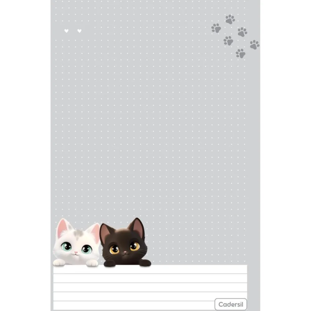 Caderno 01X1 Cp.dura Colegial Cute Cat C/Bloco Coracao 80F(S Cadersil (Unidade) - imagem 15