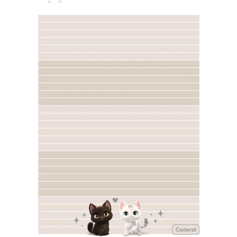 Caderno 01X1 Cp.dura Colegial Cute Cat C/Bloco Coracao 80F(S Cadersil (Unidade) - imagem 16