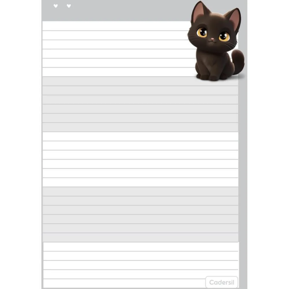 Caderno 01X1 Cp.dura Colegial Cute Cat C/Bloco Coracao 80F(S Cadersil (Unidade) - imagem 19