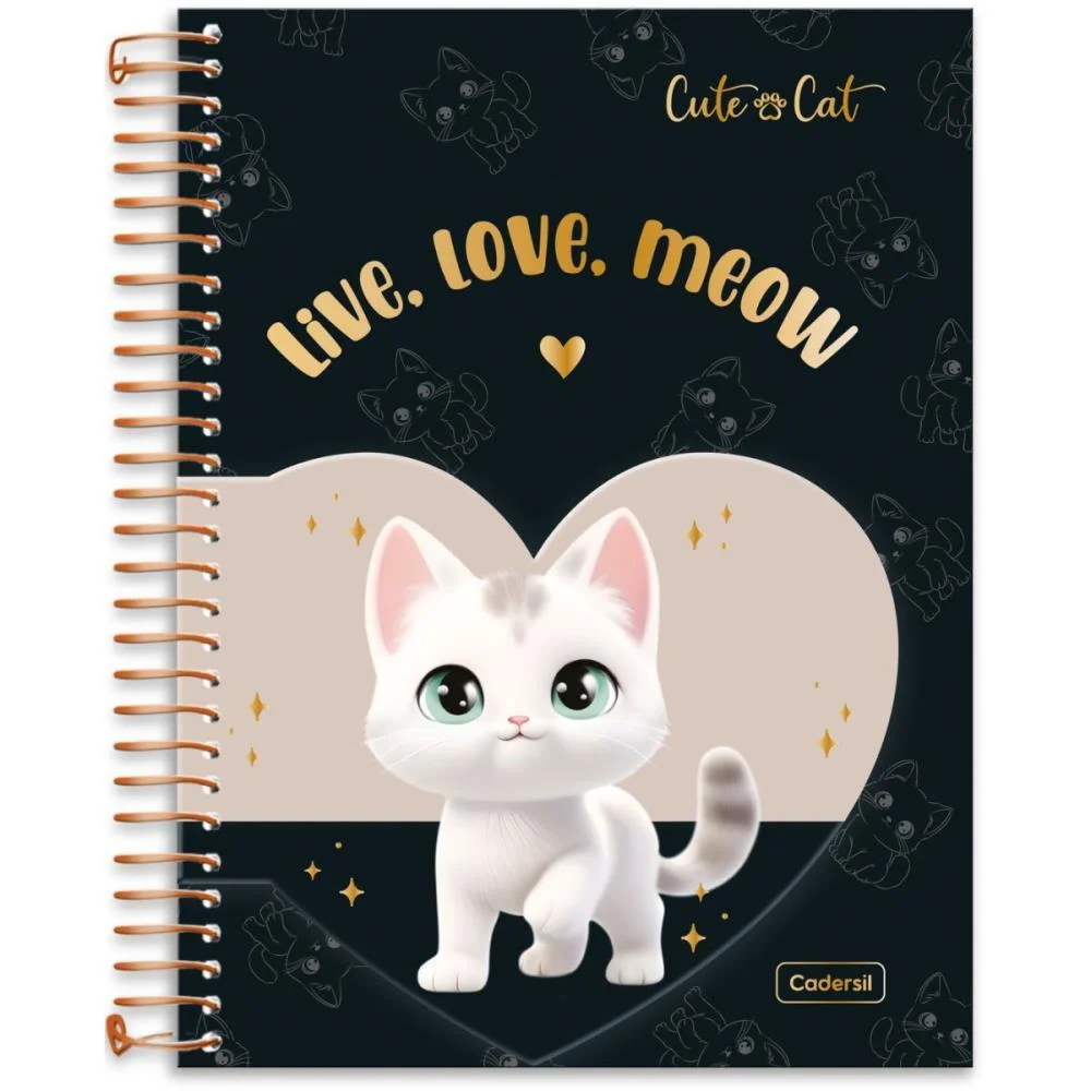 Caderno 01X1 Cp.dura Colegial Cute Cat C/Bloco Coracao 80F(S Cadersil (Unidade) - imagem 21