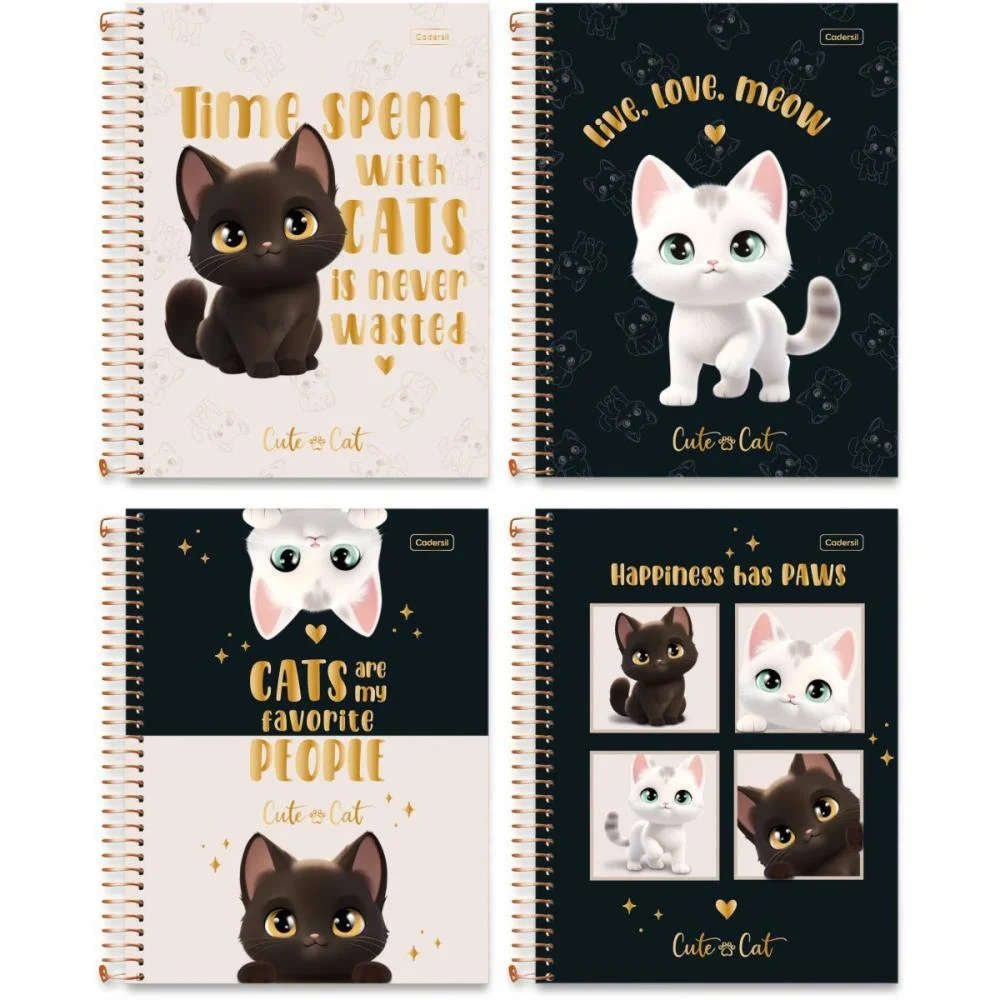 Caderno 01X1 Capa Dura Cute Cat 80Fls Cadersil (Pct.c/04) - imagem 2