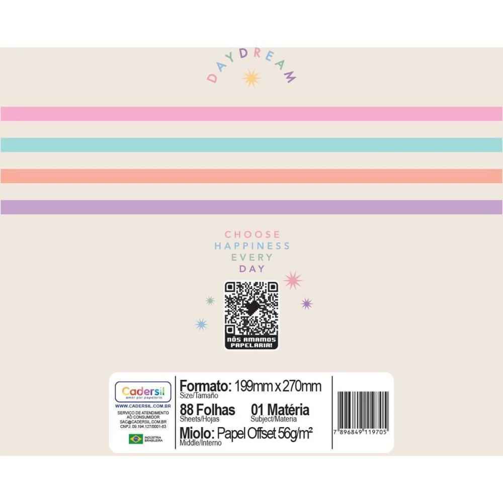 Caderno 01X1 Capa Dura Daydream 2Em1 C/Planner 88Fls Cadersil (Pct.c/04) - imagem 3