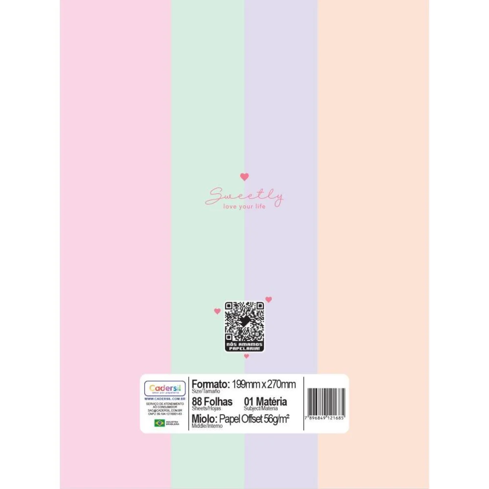 Caderno 01X1 Capa Dura Sweetly 2Em1 C/Planner 88Fls Cadersil (Pct.c/04) - imagem 3