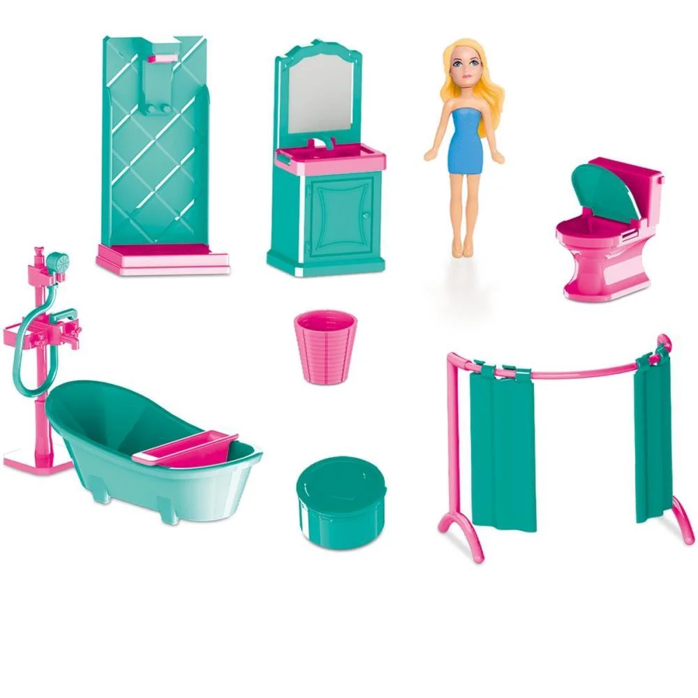 Casinha De Boneca Colecao Judy Banheiro C/Boneca Samba Toys (Unidade) - imagem 2