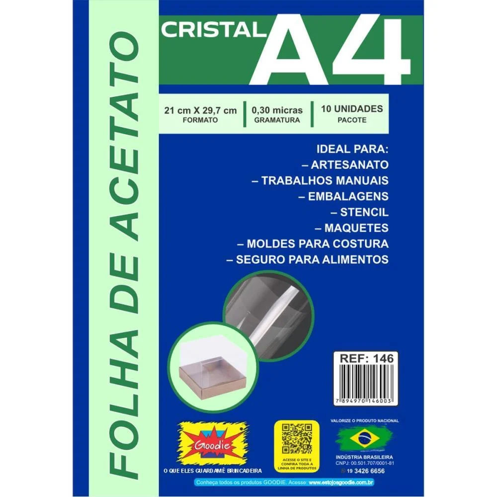 Capa Para Encadernacao A4 Acetato Lisa 0,30 Goodie (Pct.c/10) - imagem 3