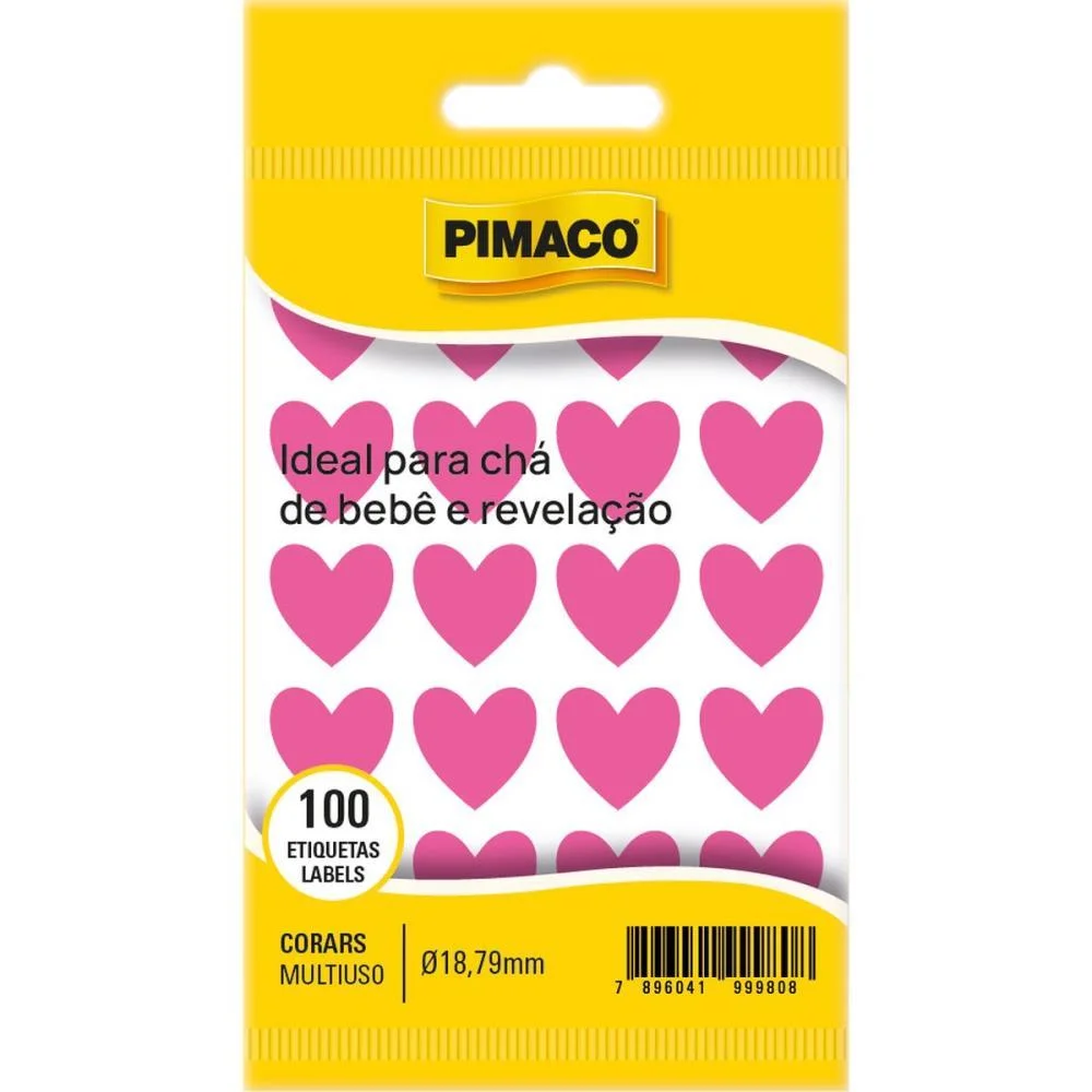 Etiqueta Lisa Com Formas Coracao Tp-18  Rosa Pimaco (Ct.c/100) - imagem 3