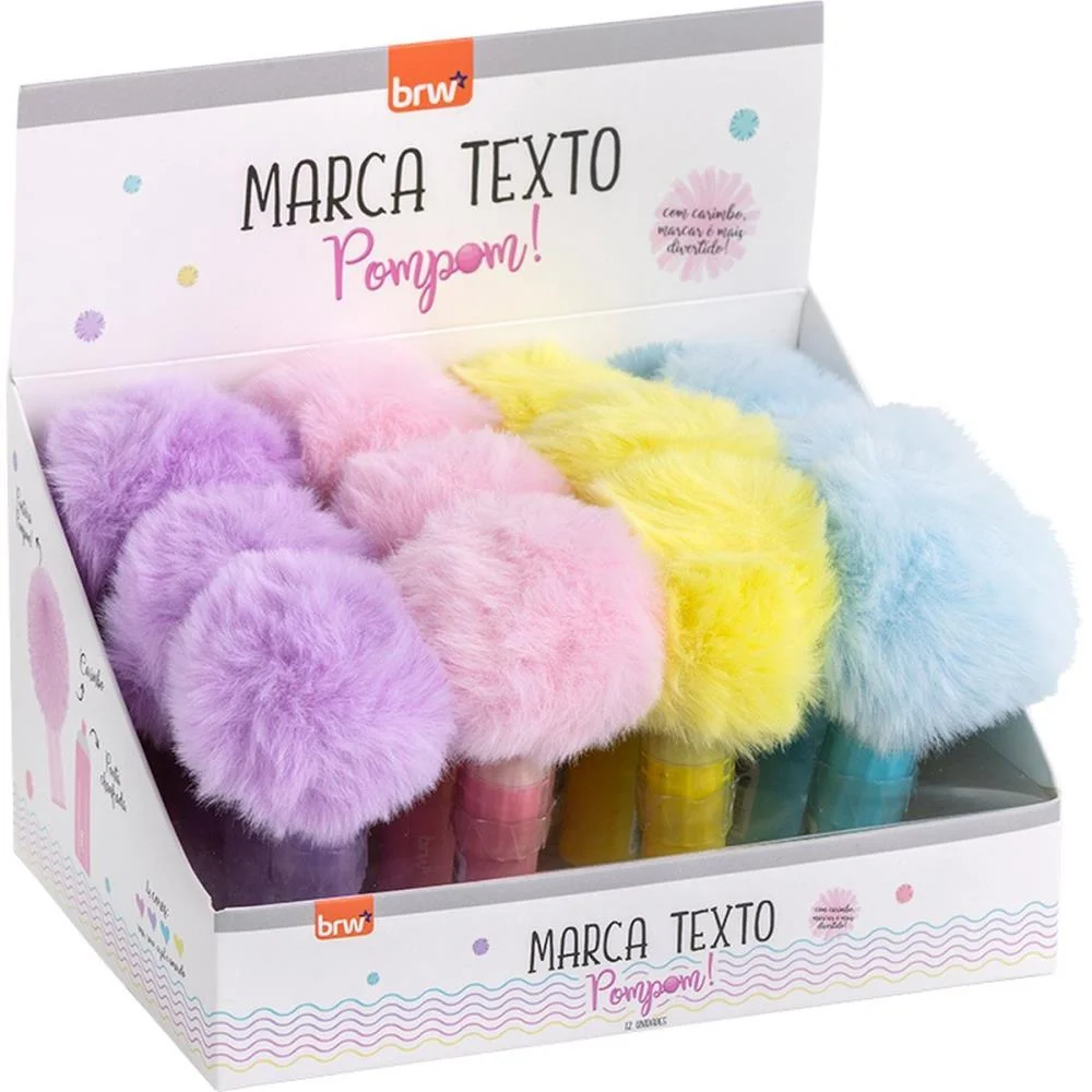 Caneta Marca Texto Divertido Pompom 4 Cores Brw (Dp.c/12) - imagem 2
