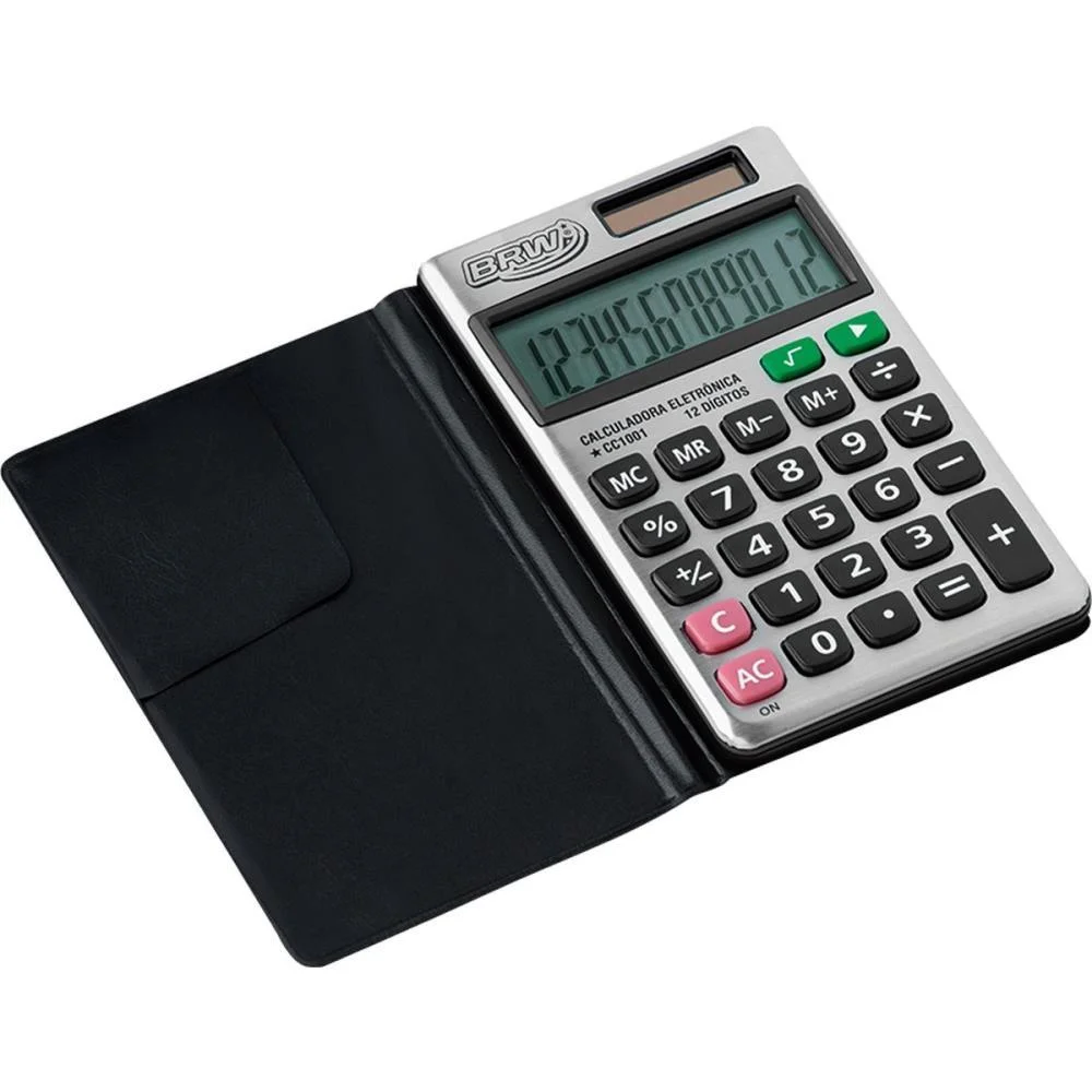 Calculadora De Bolso 12 Dig 11,8X7,0X1,2Cm Metal Brw (Unidade) - imagem 2