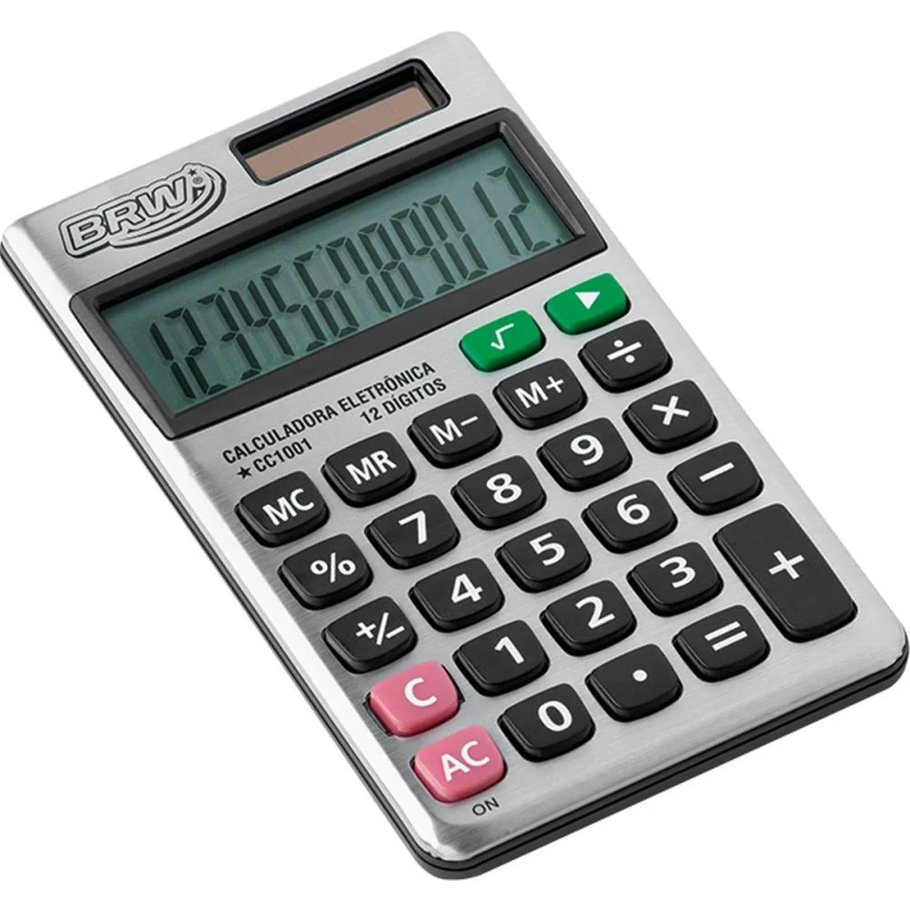Calculadora De Bolso 12 Dig 11,8X7,0X1,2Cm Metal Brw (Unidade) - imagem 3