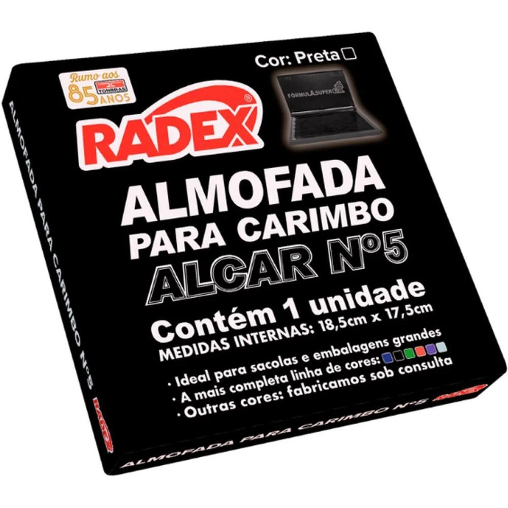 Almofada Carimbo N.5 Preta Radex (Unidade) - imagem 3