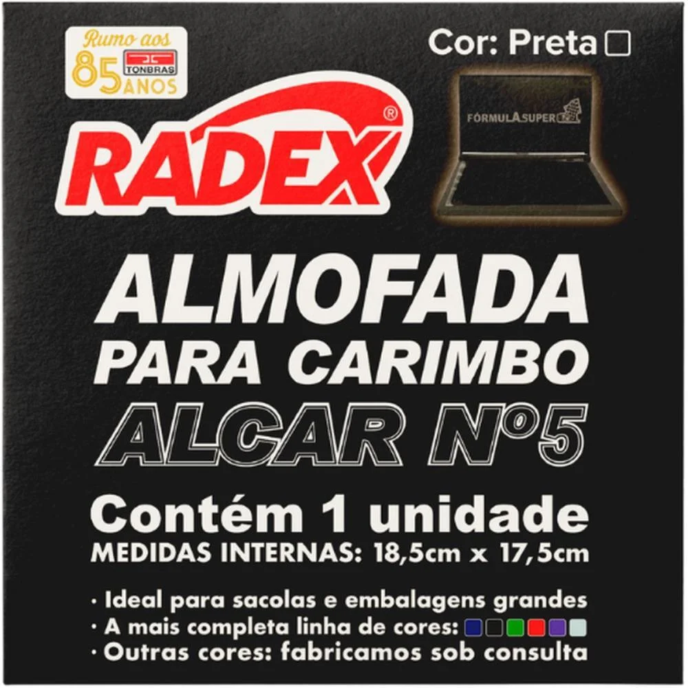 Almofada Carimbo N.5 Preta Radex (Unidade) - imagem 4