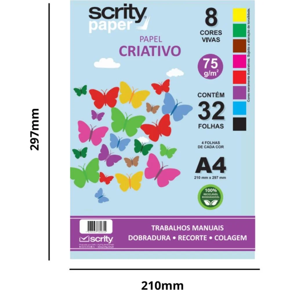 Bloco Para Educacao Artistica Color Set 8 Cores 110G 24Fls Scrity (Pacote) - imagem 2